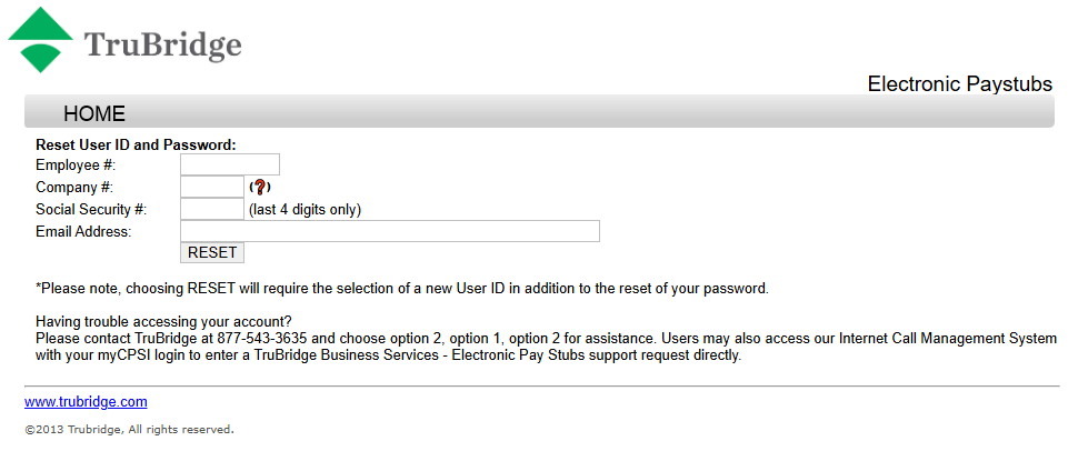 Trubridge Forgot Password Screen